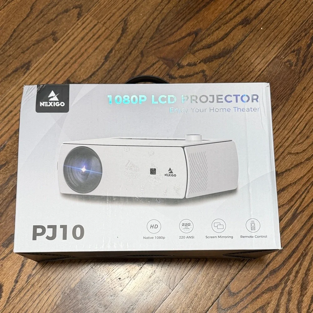 NexiGo WiFi Bluetooth Projector PJ10, 300ANSI, Native 1080P Movie Projector